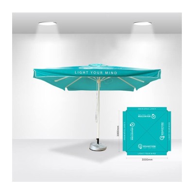 Market Umbrellas  - 3x3m Square Commercial Market Umbrella - With Valance