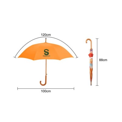 Custom Made Umbrellas  - RPET Wooden Umbrella with Curved Handle