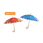 Custom Made Umbrellas  - RPET Wooden Umbrella with Curved Handle