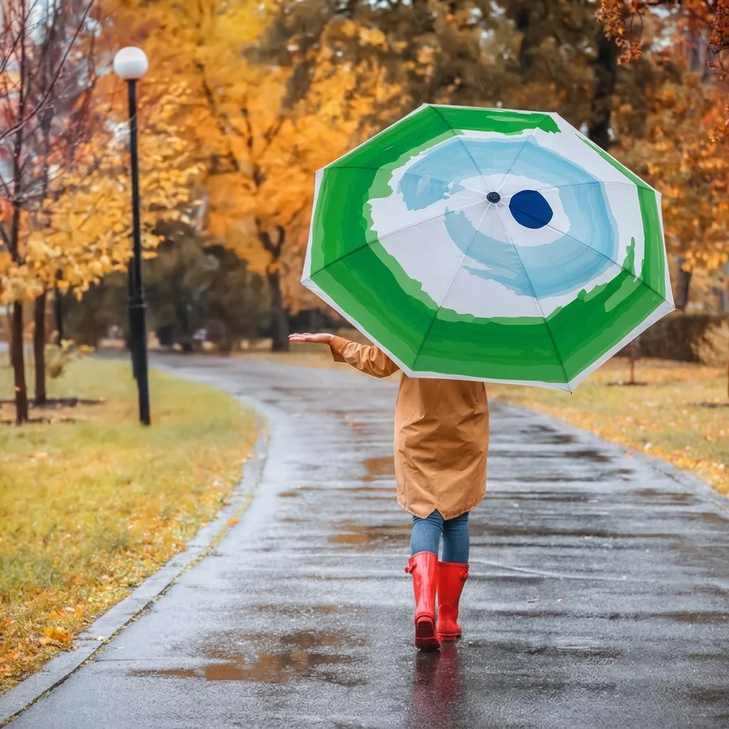 Custom made golf umbrella carrying The Green at Tanawha canopy artwork